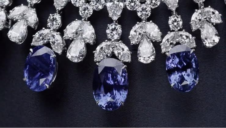 Cascading Sapphire and Diamond Drop Necklace